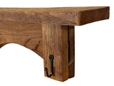 ShelfMUSHROOM WOOD WALL SHELF - Rustic Farmhouse Shelf with 2 Wrought Iron Scroll HooksSaving Shepherd