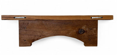 ShelfMUSHROOM WOOD WALL SHELF - Rustic Farmhouse Shelf with 2 Wrought Iron Scroll HooksSaving Shepherd