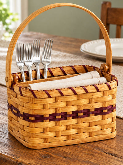 Silverware BasketSilverware Basket with Swinging Wooden Handle | Amish HandwovenAmerican-HandcraftedAmish-HandwovenSaving Shepherd