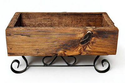 SLEIGH PLANTER - Wrought Iron & Mushroom Wood Plant BasketSaving Shepherd