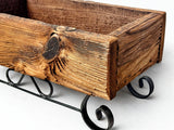SLEIGH PLANTER - Wrought Iron & Mushroom Wood Plant BasketSaving Shepherd