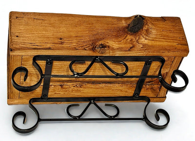 SLEIGH PLANTER - Wrought Iron & Mushroom Wood Plant BasketSaving Shepherd