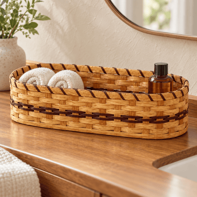 Storage BasketBathroom Organizer Basket | Amish Handwoven Wood SplintsAmish-HandwovenbasketsSaving Shepherd