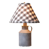 Table LampVintage Jug Table Lamp with Weathered Zinc Finish – Gray Check or Ivory Linen ShadeSaving Shepherd