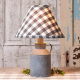 Table LampVintage Jug Table Lamp with Weathered Zinc Finish – Gray Check or Ivory Linen ShadeSaving Shepherd