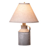 Table LampVintage Jug Table Lamp with Weathered Zinc Finish – Gray Check or Ivory Linen ShadeSaving Shepherd