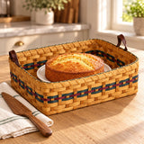 Tabletop Serving BasketCake Basket with Leather Handles | Amish HandwovenAmerican-HandcraftedAmish-HandwovenSaving Shepherd
