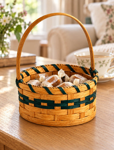 Tabletop Serving BasketWood-Splint 6-Inch Round Candy Basket | Amish MadeAmerican-HandcraftedAmish-HandwovenSaving Shepherd