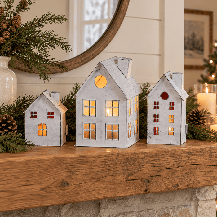 Tin House Candle Holder SetTin House Christmas Village Candle Holder SetCandle HoldersChristmasSaving Shepherd