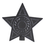 Smokey Black Punched Tin Star Tree Toppers — Set of 6