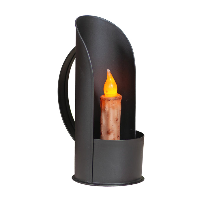 Grain Scoop Taper Candle Holder in Smokey Black