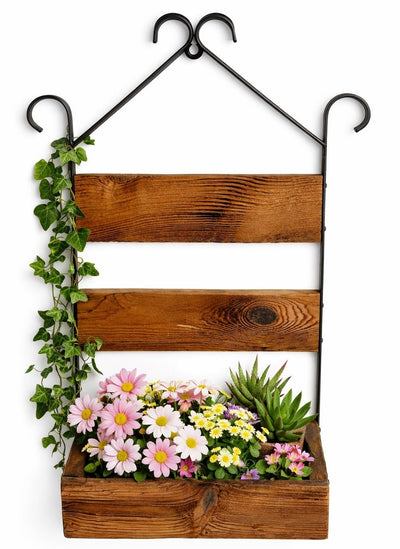 Wall HangerAMISH HANDMADE WALL MOUNT PLANTER STORAGE BOX – Iron & Mushroom Wood OrganizerSaving Shepherd