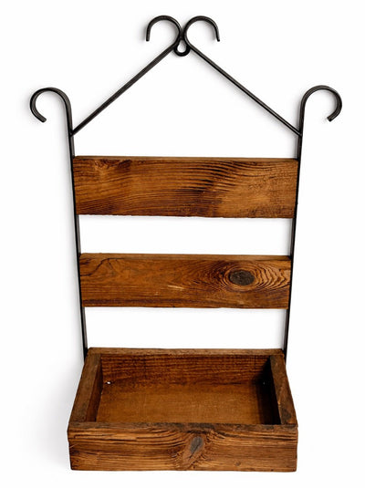 Wall HangerAMISH HANDMADE WALL MOUNT PLANTER STORAGE BOX – Iron & Mushroom Wood OrganizerSaving Shepherd