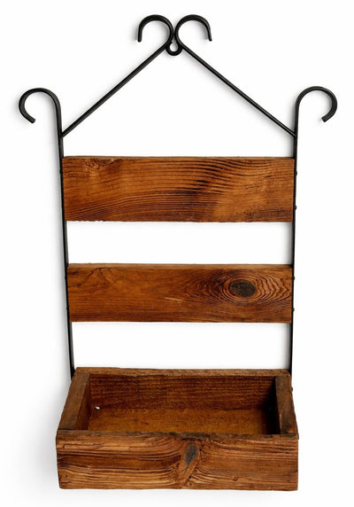 Wall HangerAMISH HANDMADE WALL MOUNT PLANTER STORAGE BOX – Iron & Mushroom Wood OrganizerSaving Shepherd