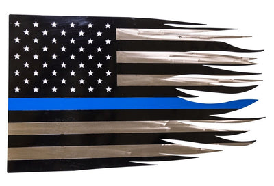 Wall Hangings, MirrorsTHIN BLUE LINE METAL AMERICAN FLAG - Law Enforcement Police Tribute USASaving Shepherd