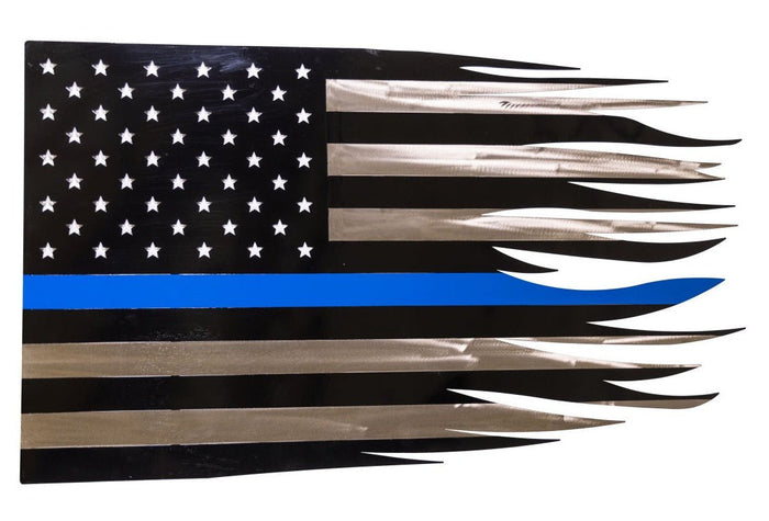 Wall Hangings, MirrorsTHIN BLUE LINE METAL AMERICAN FLAG - Law Enforcement Police Tribute USASaving Shepherd