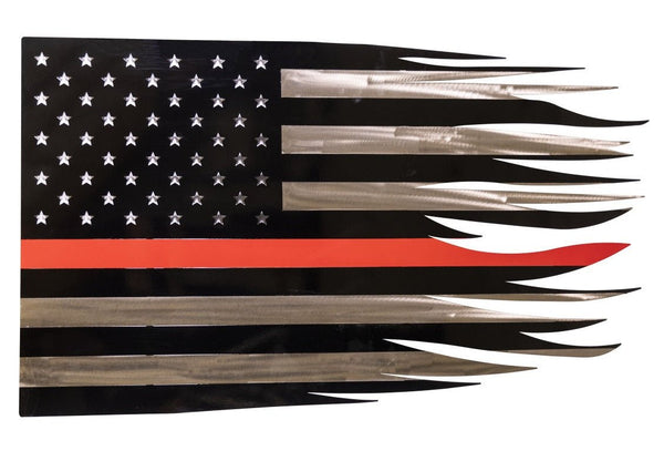 Wall Hangings, MirrorsTHIN RED LINE METAL AMERICAN FLAG - Firefighter First Responder Tribute USASaving Shepherd