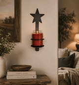 Wall SconceAMISH HAND FORGED STAR SCONCE – Rustic Black Wrought Iron Wall Jar Candle Holdersconcewall sconceSaving Shepherd