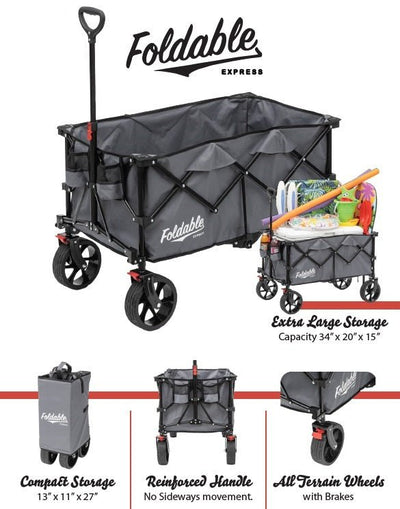 Wheelbarrows, Carts & WagonsCOLLAPSIBLE UTILITY CART - Heavy Duty Folding Beach Wagon with BrakesSaving Shepherd