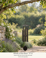 37-inch Melody of the Heart chime shown with a 24-inch tree-limb hook; chime sold separately.