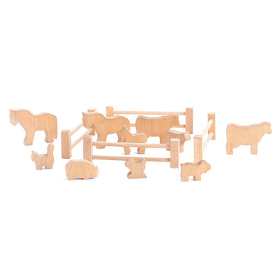 Wooden Farm ToysFarm Animals & Fence Set, 14 Pieces – Amish HandcraftedAmishchildrenSaving Shepherd