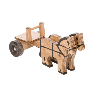 Wooden Farm ToysTwo-Horse Farm Cart Toy – Amish MadeAmishchildrenSaving Shepherd