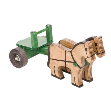Wooden Farm ToysTwo-Horse Farm Cart Toy – Amish MadeAmishchildrenSaving Shepherd