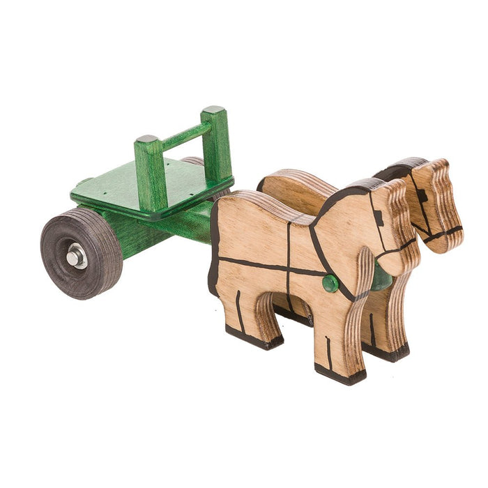 Wooden Farm ToysTwo-Horse Farm Cart Toy – Amish MadeAmishchildrenSaving Shepherd