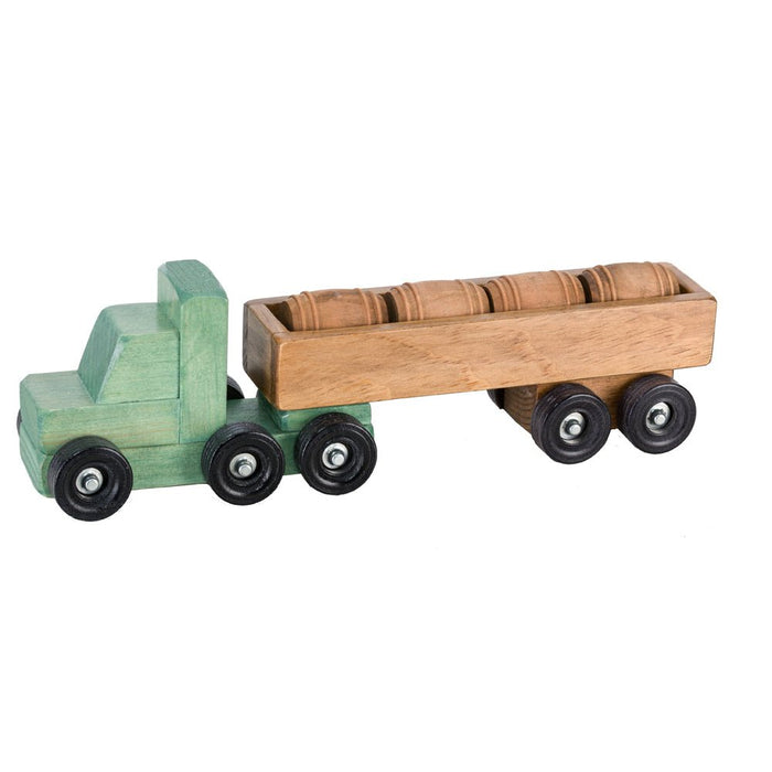 Wooden & Handcrafted ToysBARREL DELIVERY TRUCK - Wood Tractor Trailer with Cargo Load USAAmishchildrenSaving Shepherd