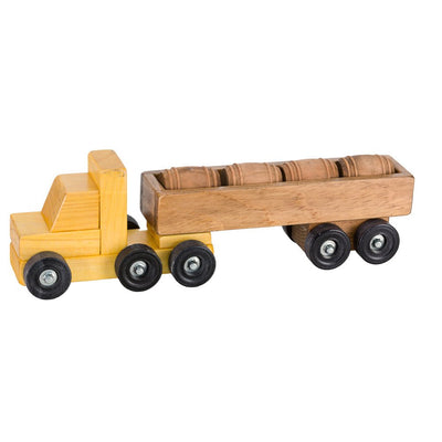 Wooden & Handcrafted ToysBARREL DELIVERY TRUCK - Wood Tractor Trailer with Cargo Load USAAmishchildrenSaving Shepherd