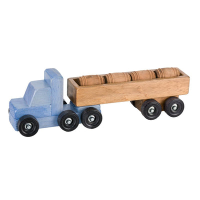 Wooden & Handcrafted ToysBARREL DELIVERY TRUCK - Wood Tractor Trailer with Cargo Load USAAmishchildrenSaving Shepherd