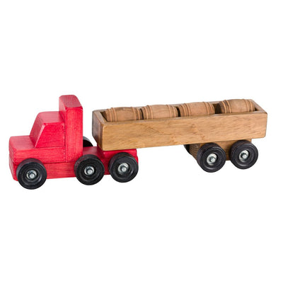Wooden & Handcrafted ToysBARREL DELIVERY TRUCK - Wood Tractor Trailer with Cargo Load USAAmishchildrenSaving Shepherd