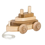 Wooden & Handcrafted ToysBOAT PULL TOY - Solid Wood with Stacking Hand - Eye Coordination BlocksboatchildrenSaving Shepherd