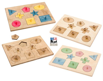 Wooden & Handcrafted ToysCLASSIC SHAPES - Amish Handmade Developmental Wood Jigsaw PuzzleSaving Shepherd