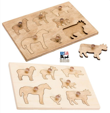 Wooden & Handcrafted ToysFARM ANIMALS PUZZLE - Amish Handmade Wood Developmental ToychildrentoysSaving Shepherd