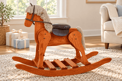 Wooden & Handcrafted ToysLarge Deluxe Wooden Rocking Horse with Leather Saddle – Amish Madechildrenchildren furnitureSaving Shepherd