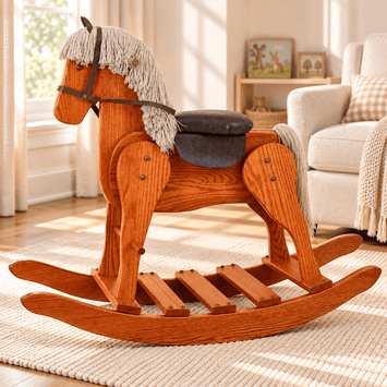 Wooden & Handcrafted ToysLarge Deluxe Wooden Rocking Horse with Leather Saddle – Amish Madechildrenchildren furnitureSaving Shepherd