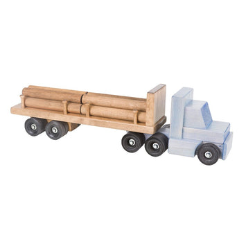 Wooden & Handcrafted ToysLarge LOGGING TRACTOR TRAILER TRUCK - Handmade Working Wood Toy with Log CargoAmishchildrenSaving Shepherd