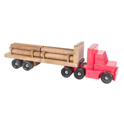 Wooden & Handcrafted ToysLarge LOGGING TRACTOR TRAILER TRUCK - Handmade Working Wood Toy with Log CargoAmishchildrenSaving Shepherd