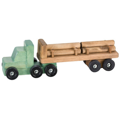 Wooden & Handcrafted ToysLOG TRACTOR TRAILER TRUCK - Amish Handmade Wood Toy with LogsAmishchildrenSaving Shepherd