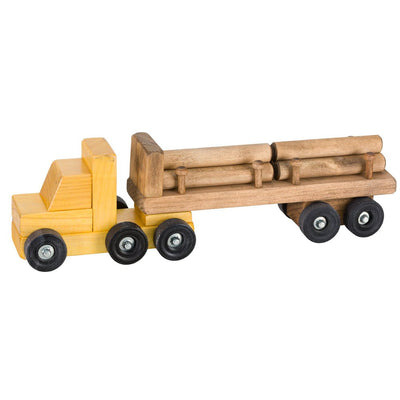 Wooden & Handcrafted ToysLOG TRACTOR TRAILER TRUCK - Amish Handmade Wood Toy with LogsAmishchildrenSaving Shepherd