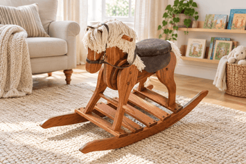 Wooden & Handcrafted ToysMedium Deluxe Wooden Rocking Horse with Leather Saddle – Amish MadeAmishchildrenSaving Shepherd
