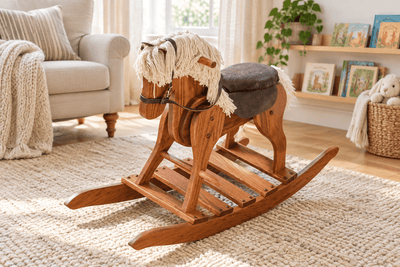 Wooden & Handcrafted ToysMedium Deluxe Wooden Rocking Horse with Leather Saddle – Amish MadeAmishchildrenSaving Shepherd