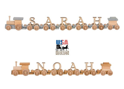 Wooden & Handcrafted ToysNAME TRAIN - Choo Choo Engine "Your Child's Name" and CabooseAmericaAmishSaving Shepherd