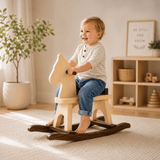 Wooden & Handcrafted ToysTODDLER ROCKING HORSE - Amish Handcrafted Wood Rocker Toy in WALNUT & NATURALchildchildrenSaving Shepherd