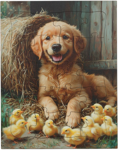 Wooden PuzzlesAnimal Scene Wooden Puzzle, 20 Pieces – Amish MadeAmishchildrenSaving Shepherd