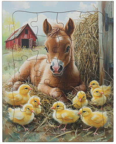 Wooden PuzzlesAnimal Scene Wooden Puzzle, 20 Pieces – Amish MadeAmishchildrenSaving Shepherd