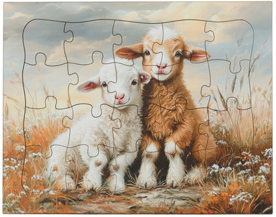 Wooden PuzzlesAnimal Scene Wooden Puzzle, 20 Pieces – Amish MadeAmishchildrenSaving Shepherd