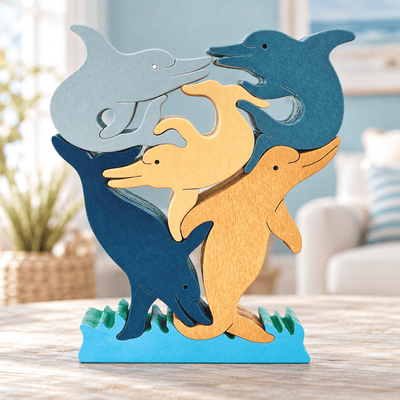 Wooden PuzzlesDOLPHIN ON WAVES PUZZLE - Wooden Scroll Saw Animal Puzzleanimal puzzledevelopmental toySaving Shepherd