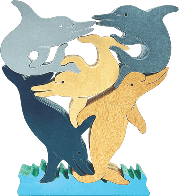 Wooden PuzzlesDOLPHIN ON WAVES PUZZLE - Wooden Scroll Saw Animal Puzzleanimal puzzledevelopmental toySaving Shepherd